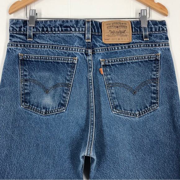 Levis 505 Jeans VTG 90s Orange Tab Relaxed Fit Straight Leg Distressed Waist 33 - Picture 8 of 16